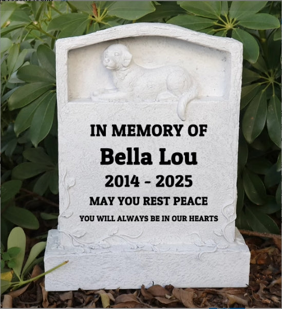 Upright Pet Headstone for Dog, Personalized Dog Memorial Stone Resin Dog Statue