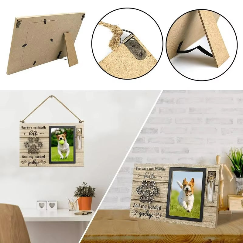 Pet Memorial Photo Frame Wood Pet Keepsake With Pet Urns Bottle For Dogs