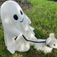 Ghost Walking Dog Statue Cute Halloween Dog Statue