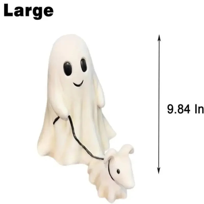 Ghost Walking Dog Statue Cute Halloween Dog Statue