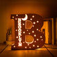 Custom 26 Letters Name Wall Decor LED Night Light Personalized With Stars Wooden Lamp