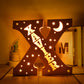 Custom 26 Letters Name Wall Decor LED Night Light Personalized With Stars Wooden Lamp