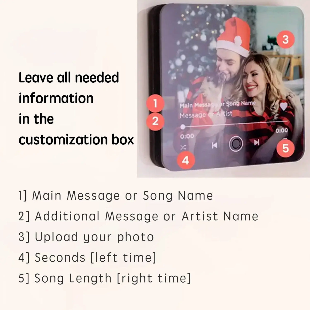Personalized Music Fridge Magnet that Plays Custom Song