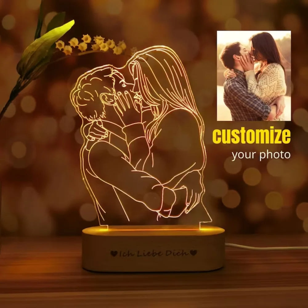 Personalized Gift Photo 3D Lamp Customized Wedding Anniversary Valentines Day Gift
