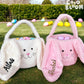 Custom Cute Furry Easter Bunny Basket with Glitter Name