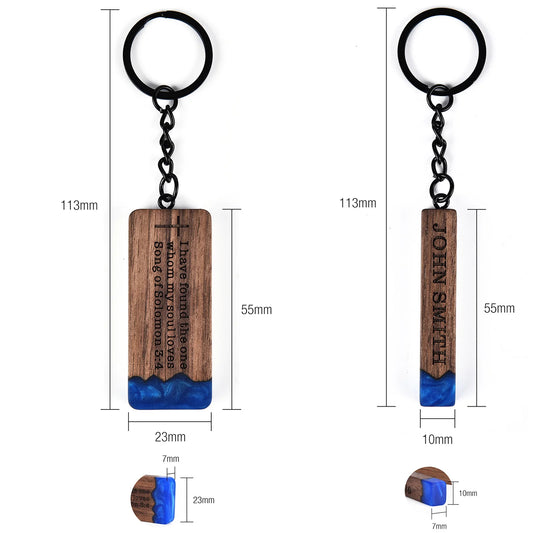 Custom Resin Wood Keychain Fashion Personlized Gift for Couple Car Key Ring Key Chain