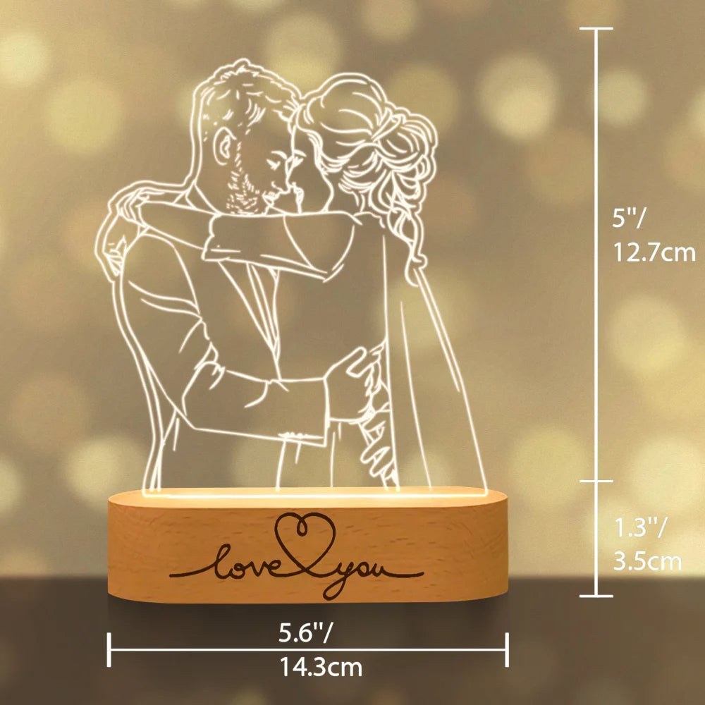 Personalized Gift Photo 3D Lamp Customized Wedding Anniversary Valentines Day Gift