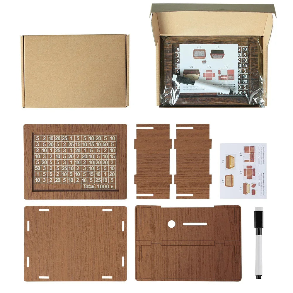 Wooden Piggy Banks, Cash Boxes, Reusable Assembled Cash Boxes