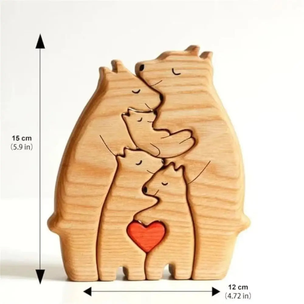 Art Wooden Bear Family Puzzle Personalized Name Custom Home Decor Thanksgiving