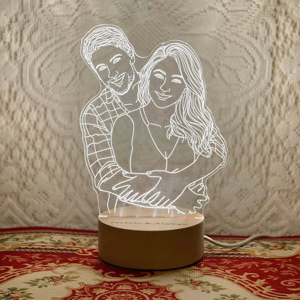 Personalized 3D Night Light USB Wooden Base DIY Acrylic Lamp
