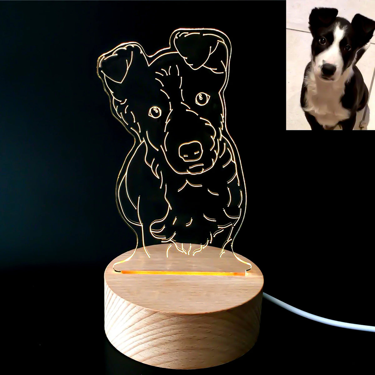 Personalized 3D Night Light USB Wooden Base DIY Acrylic Lamp