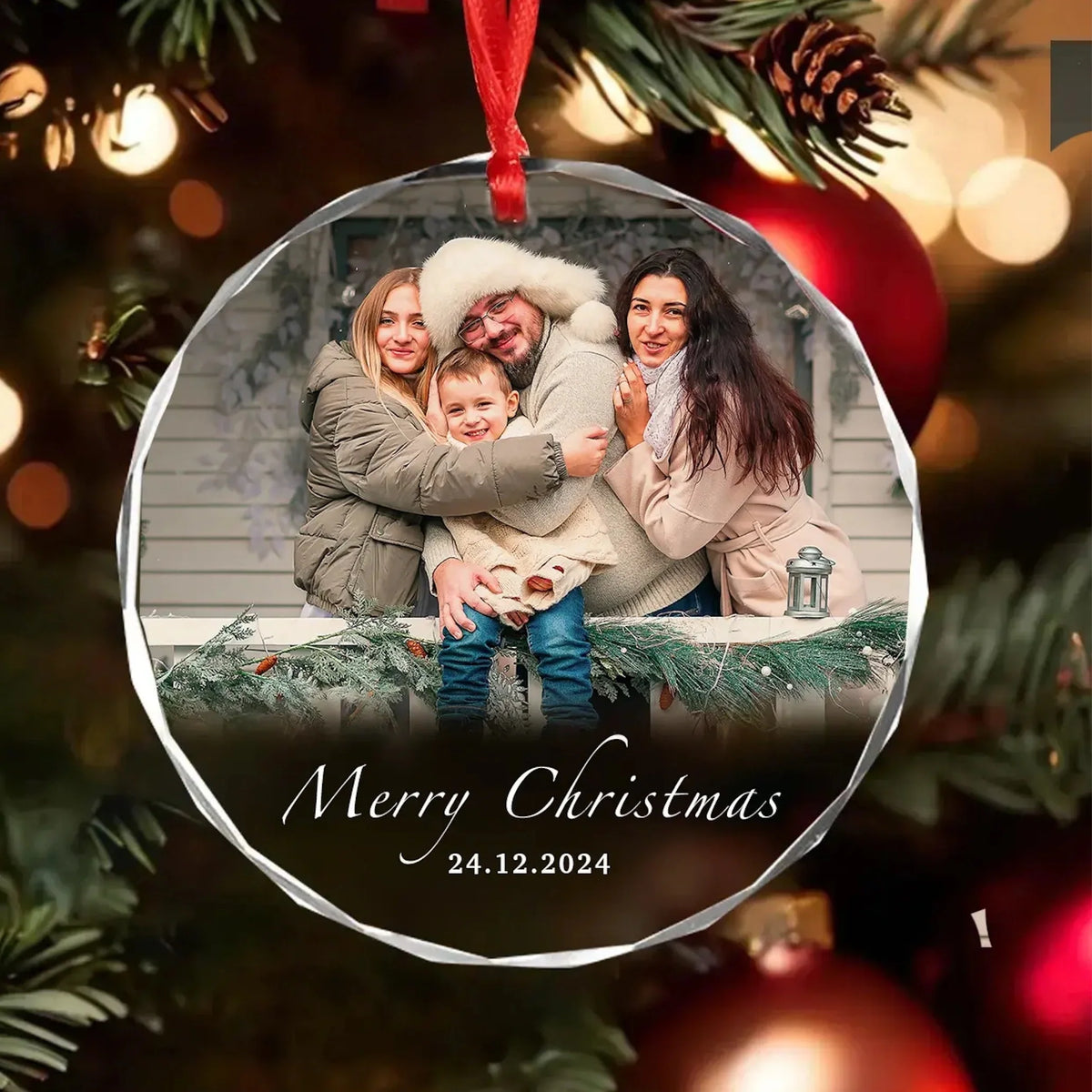 Personalized Couple Photo Hanging Ornament