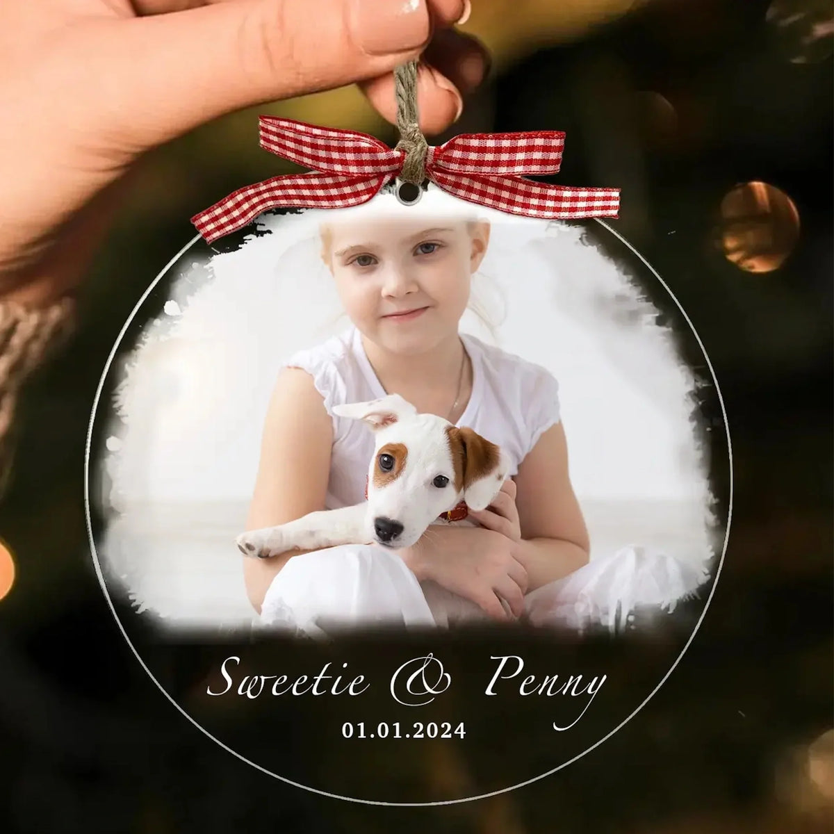 Personalized Couple Photo Hanging Ornament