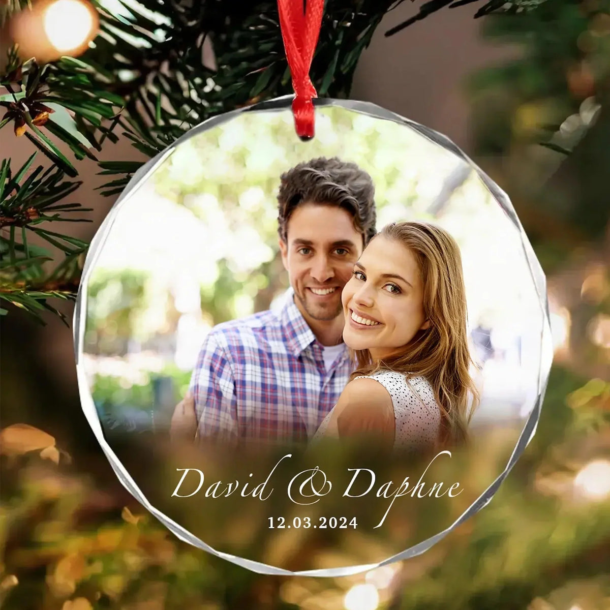 Personalized Couple Photo Hanging Ornament