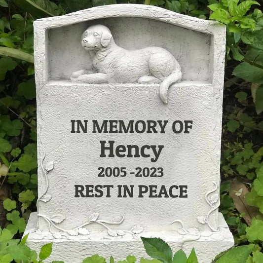 Upright Pet Headstone for Dog, Personalized Dog Memorial Stone Resin Dog Statue