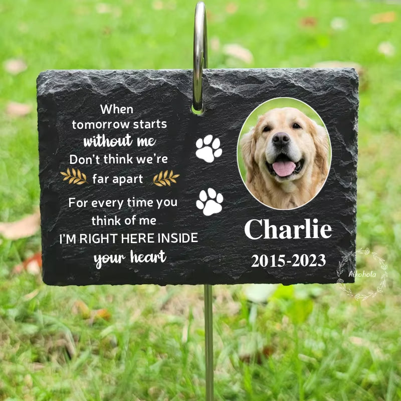 Personalized Pet Memorial Garden Stone Custom Dog Photo Name Grave Stone