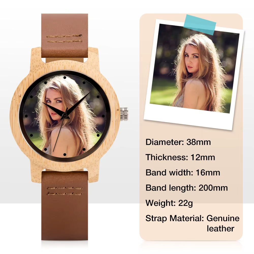 Personalized Photo Watches for Men Women Unique Wooden Wristwatch