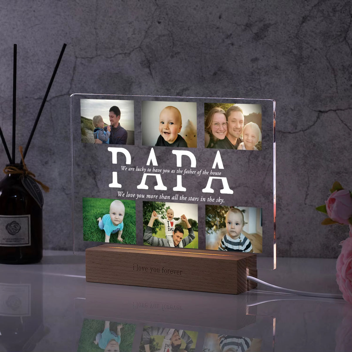 Custom Acrylic Lamp Personalized Photo Text Bedroom Night Light