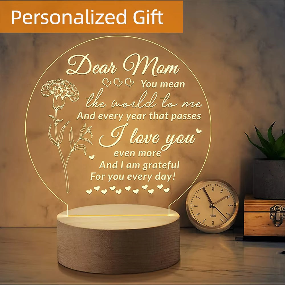 3D Night Light USB Wooden Base Decoration Maison Acrylic LED Lamp