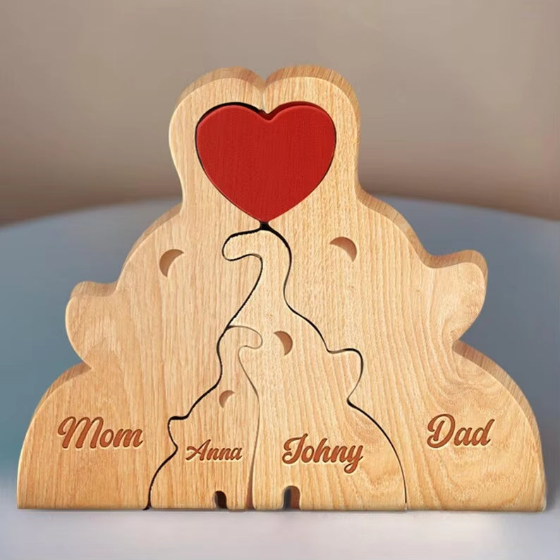Personalized Wooden Elephant Puzzle Family Wood Animal Sculpture Puzzle