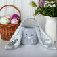 Custom Cute Furry Easter Bunny Basket with Glitter Name