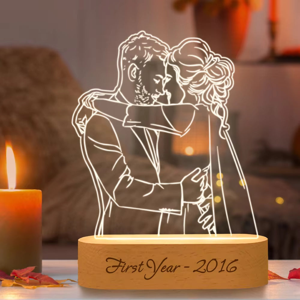 Personalized Gift Photo 3D Lamp Customized Wedding Anniversary Valentines Day Gift