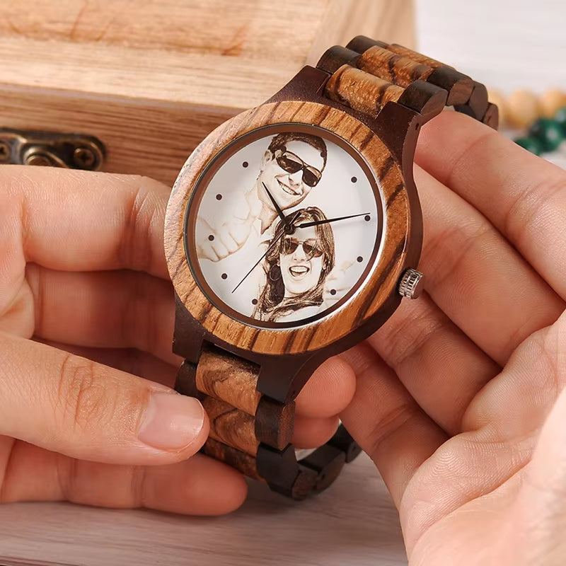 Custom LOGO Printing Your Own Photo Men Watch Unique Bamboo Wood Wristwatch