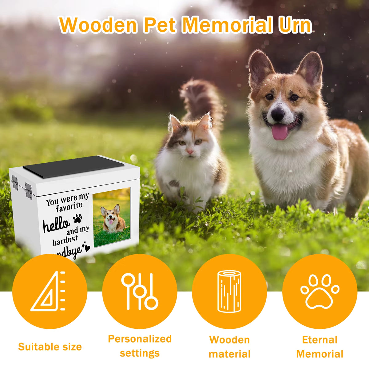 Personalized Pet Keepsake Memory Box for Dog or Cat Ashes