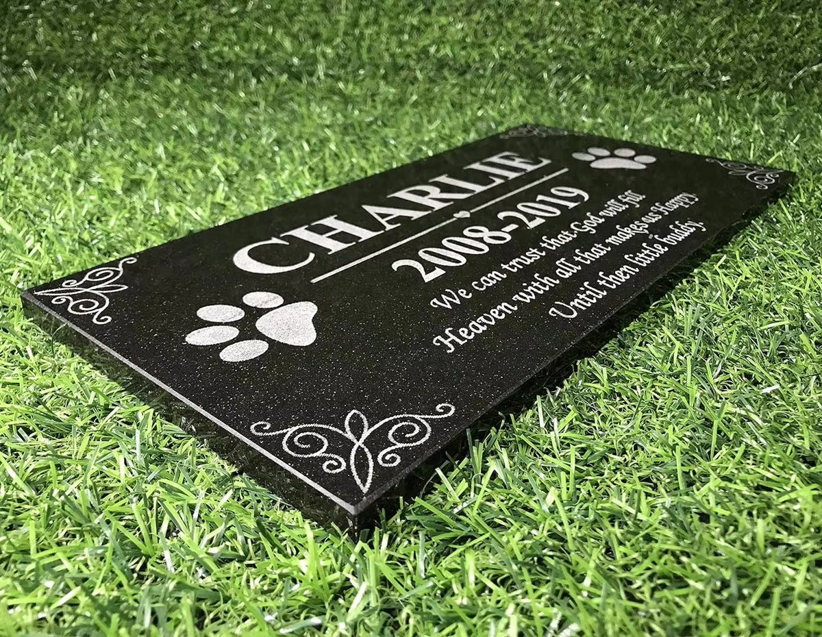 Granite Pet Memorial Stones, Personalized Pet Grave Markers for Dogs or Cats
