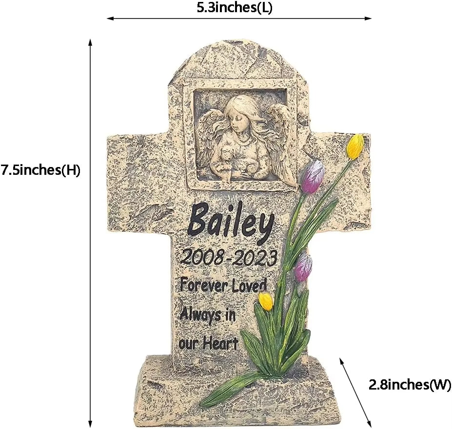 Cross Dog Memorial Stone Angel Holding a Dog. Dog Memorial Gifts for Loss of Dog
