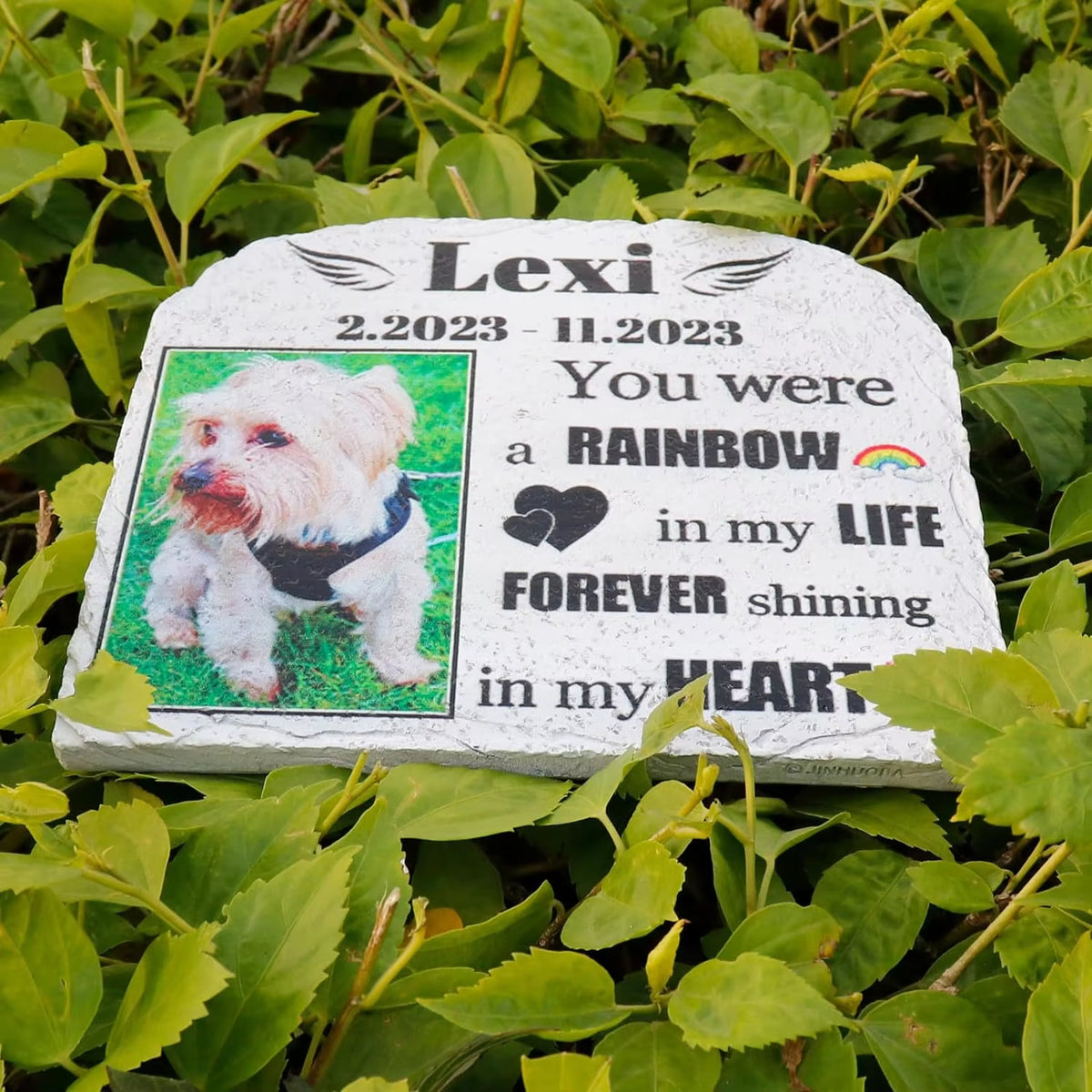 Personalized Pet Memorial Stones, Custom Cat/Dog Memorial Garden Stone with Photo