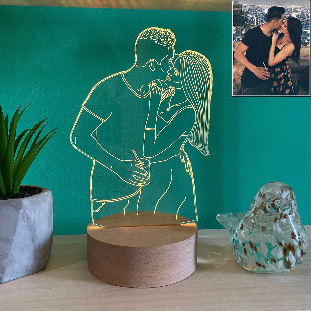 Personalized 3D Night Light USB Wooden Base DIY Acrylic Lamp