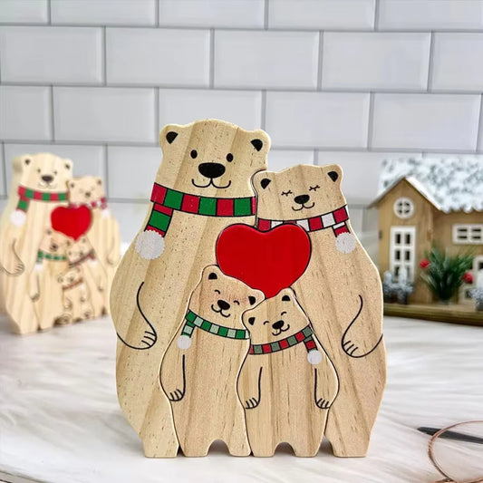New Personalized Wooden Bear Custom Family Name Puzzle Sculpture