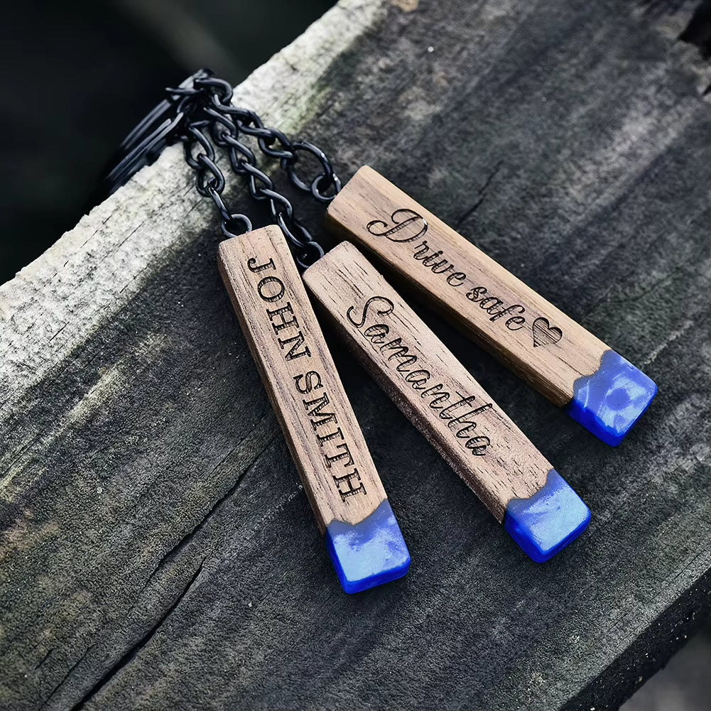 Custom Resin Wood Keychain Fashion Personlized Gift for Couple Car Key Ring Key Chain