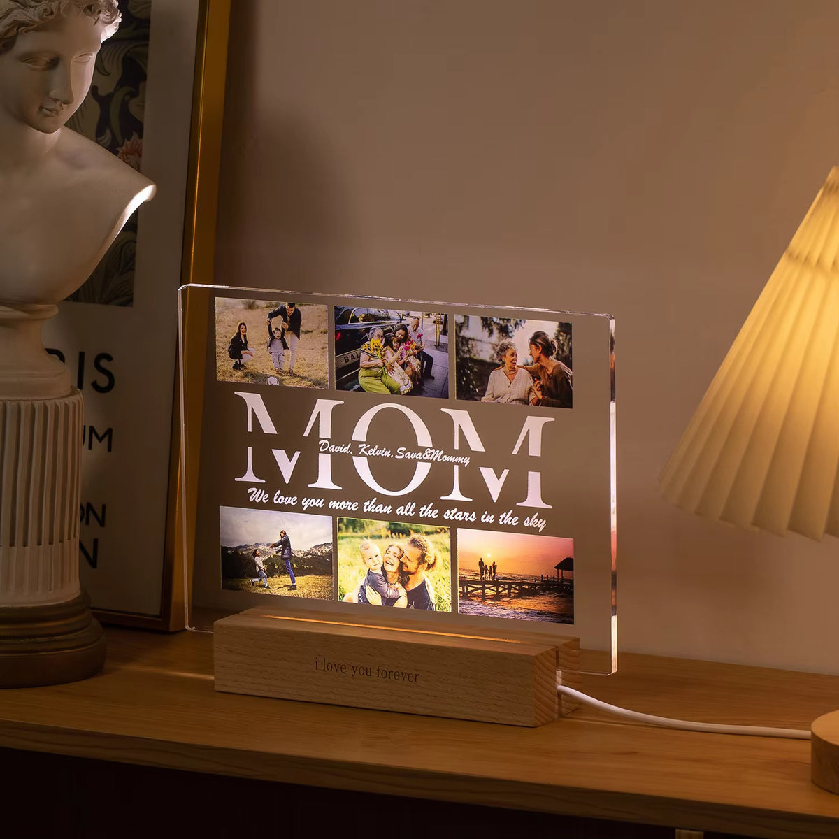 Custom Acrylic Lamp Personalized Photo Text Bedroom Night Light