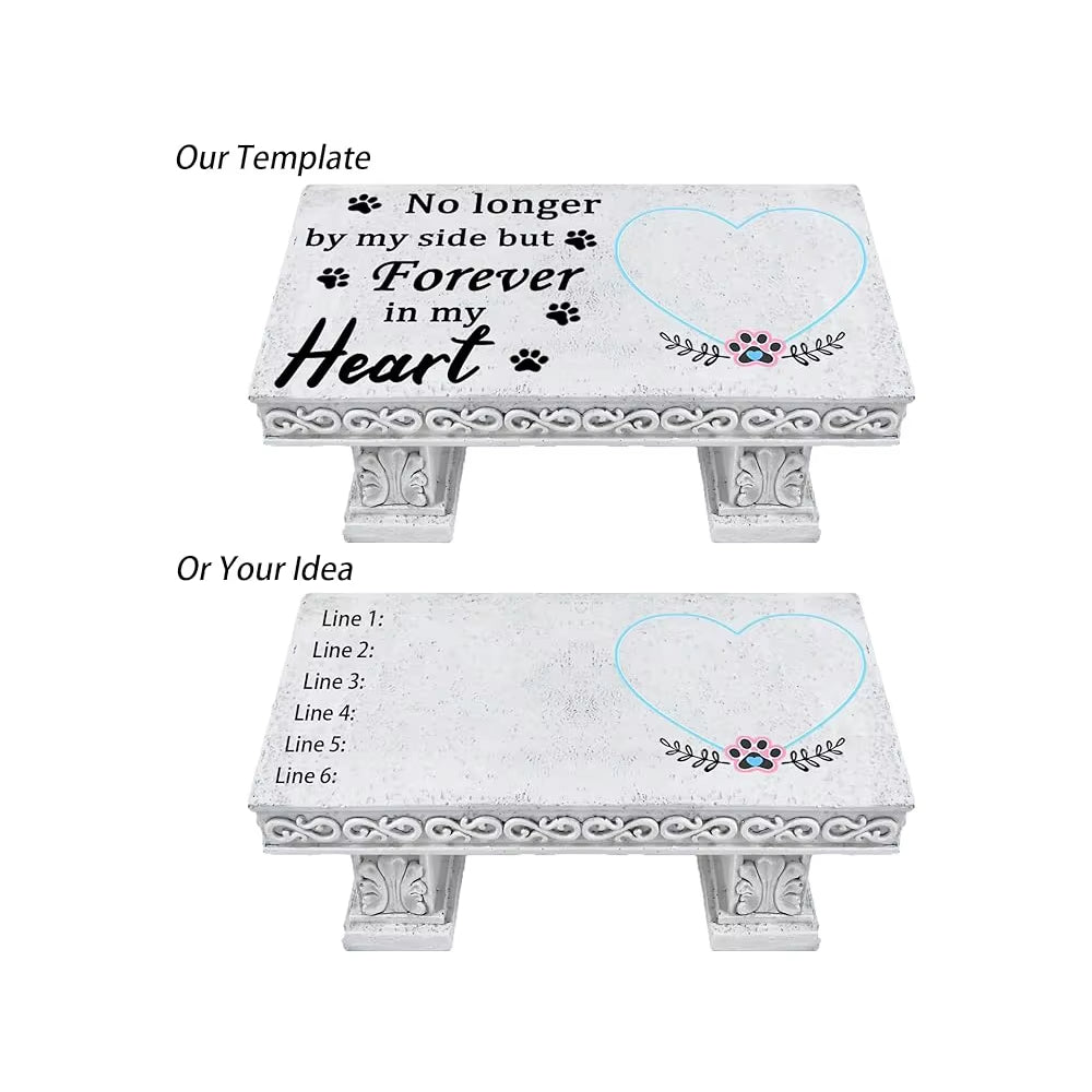Personalized Bench Pet Memorial Garden Stone Plaque with Colorful Photo