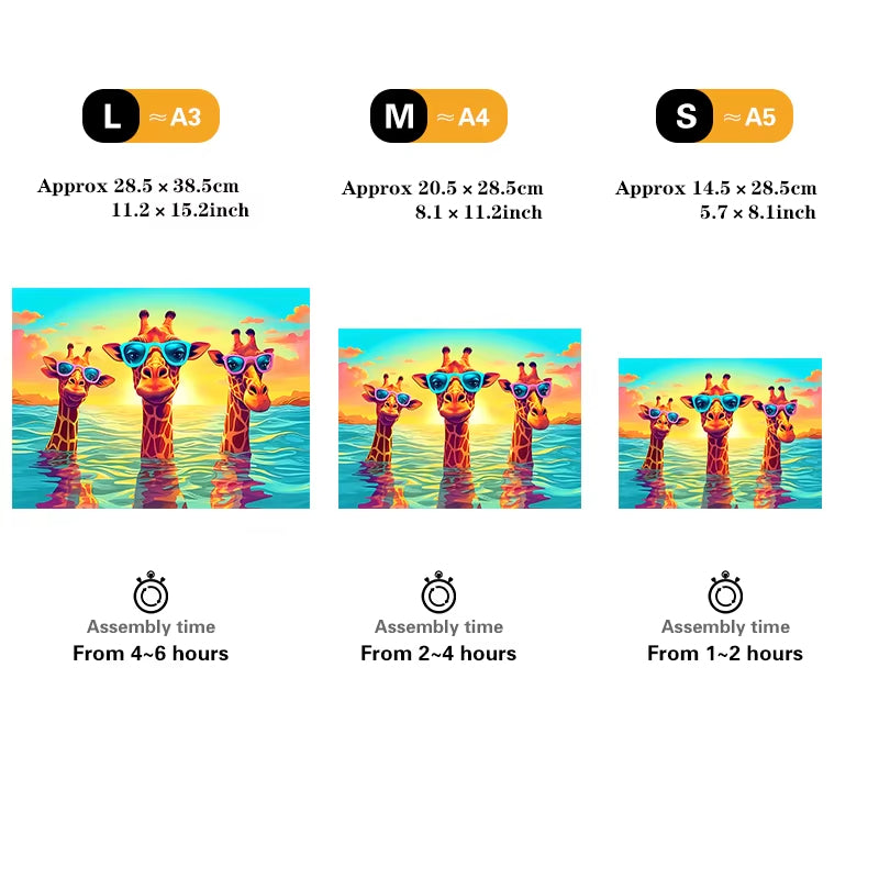 Three Leisurely Giraffes Wooden Puzzle
