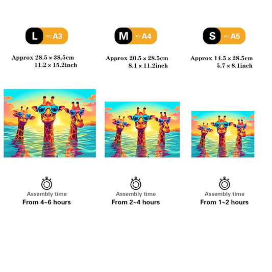 Three Leisurely Giraffes Wooden Puzzle
