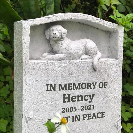 Upright Pet Headstone for Dog, Personalized Dog Memorial Stone Resin Dog Statue