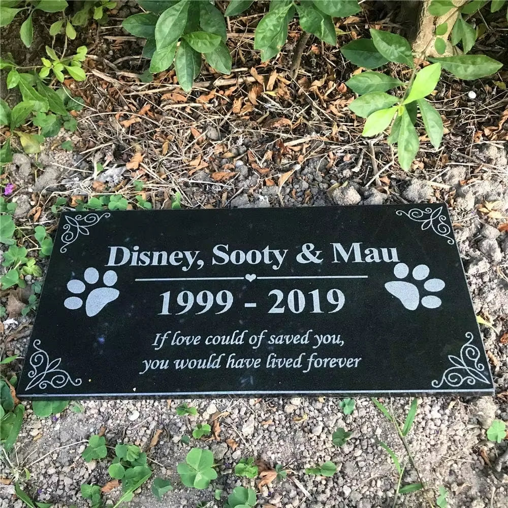 Granite Pet Memorial Stones, Personalized Pet Grave Markers for Dogs or Cats