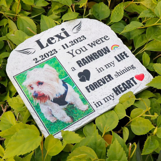 Personalized Pet Memorial Stones, Custom Cat/Dog Memorial Garden Stone with Photo