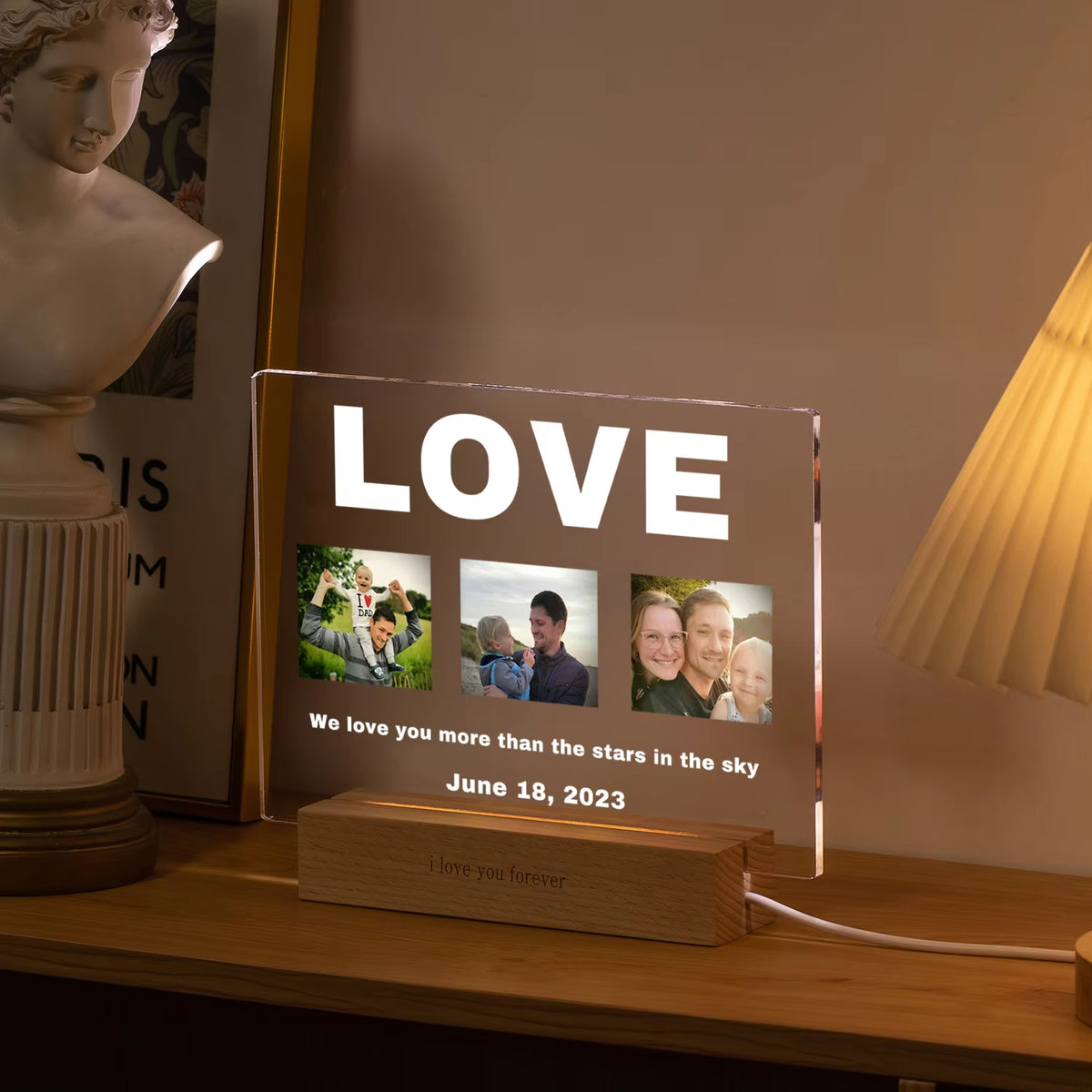 Custom 3D Acrylic Photo Lamp Personalized Led Night Light for Parents
