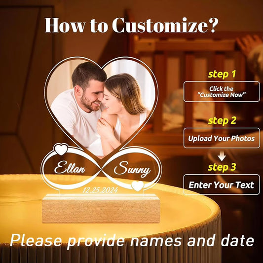 Personalized Ornament Customized Memorial Night Light with Picture Frame