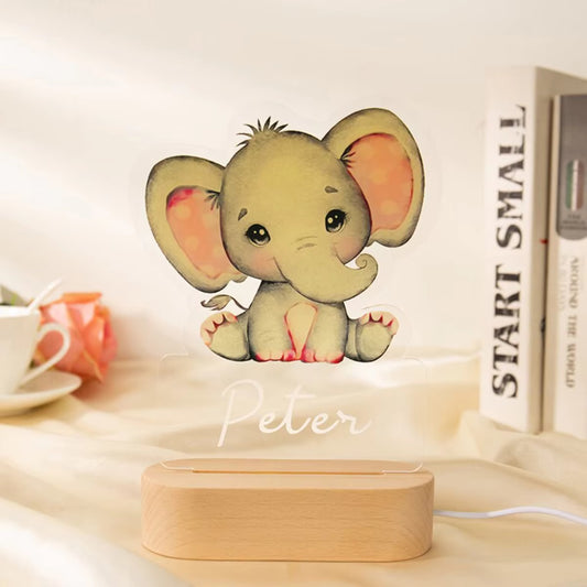 Personalized USB NightLight Custom Name Acrylic Lamp Animal Design