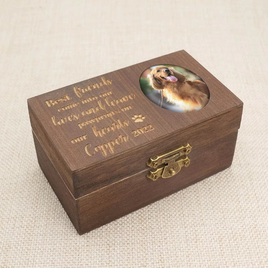 Custom Pet Fur Box, Personalized Urn for Pet Ashes, Engraved Wood Box for Pets
