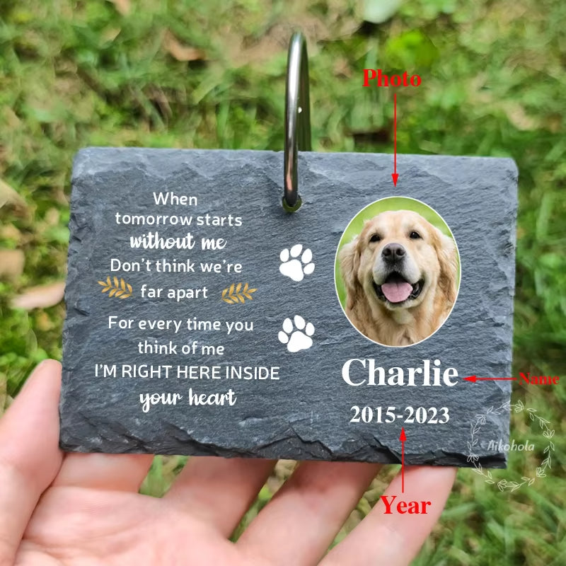 Personalized Pet Memorial Garden Stone Custom Dog Photo Name Grave Stone