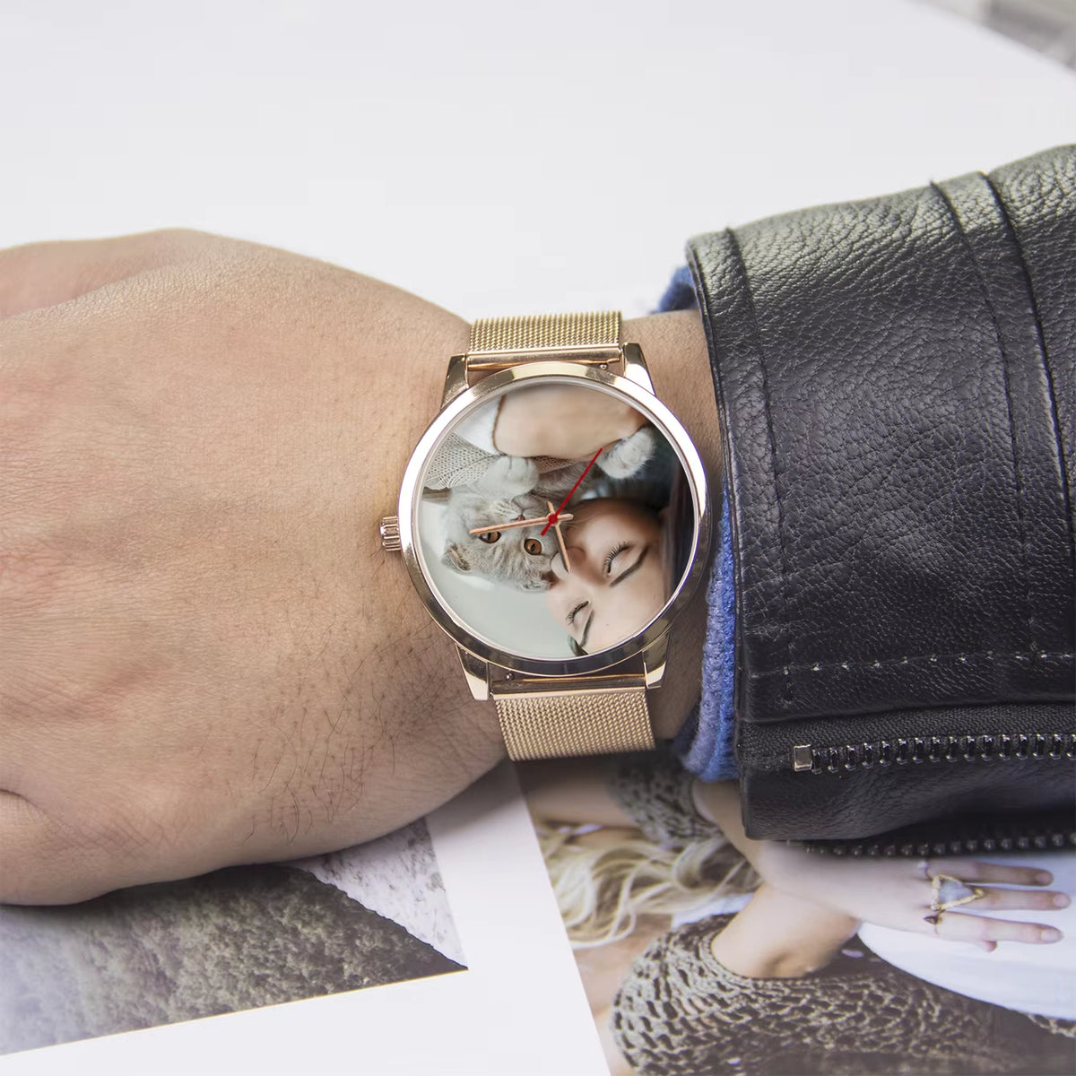 Custom Made Universal Watches for Men Pattern Silver Watch Men Wrist Original Photo
