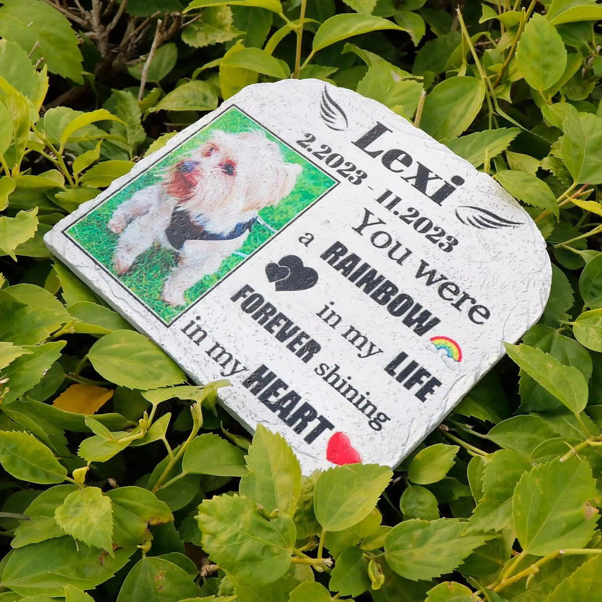Personalized Pet Memorial Stones, Custom Cat/Dog Memorial Garden Stone with Photo