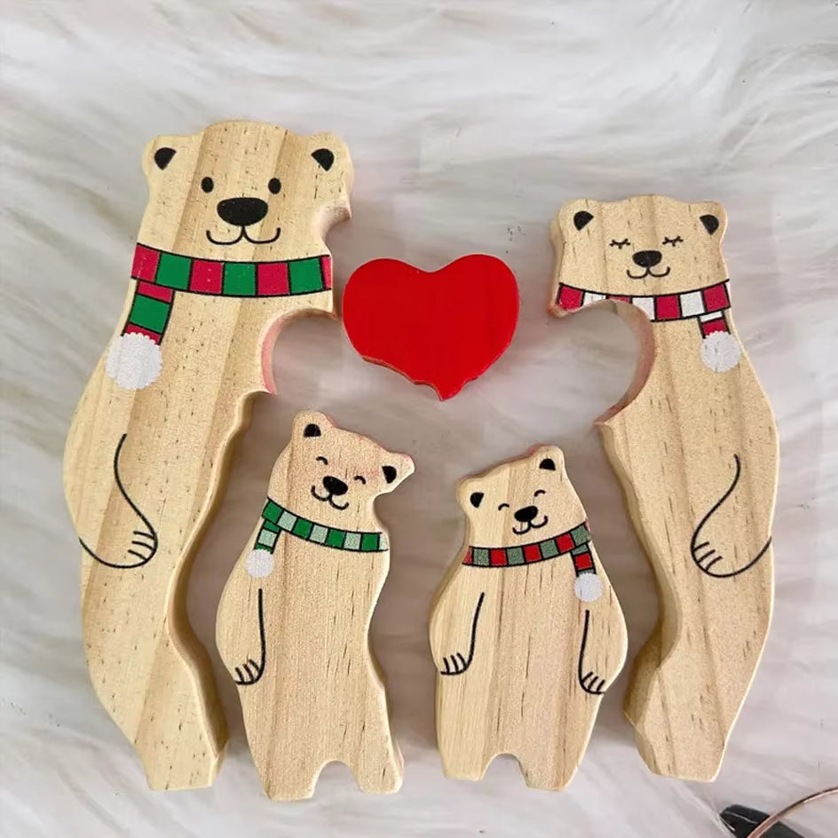 New Personalized Wooden Bear Custom Family Name Puzzle Sculpture