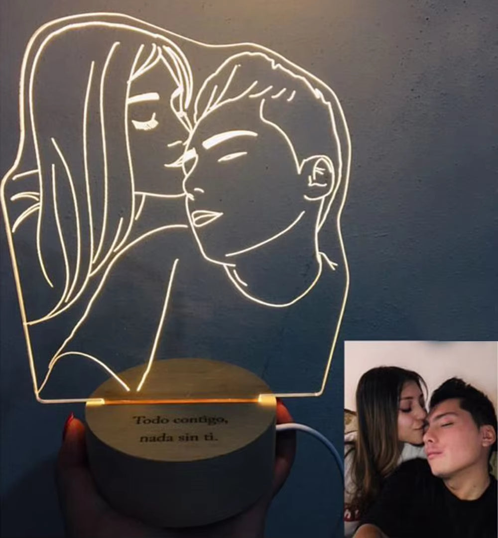 Personalized 3D Night Light USB Wooden Base DIY Acrylic Lamp